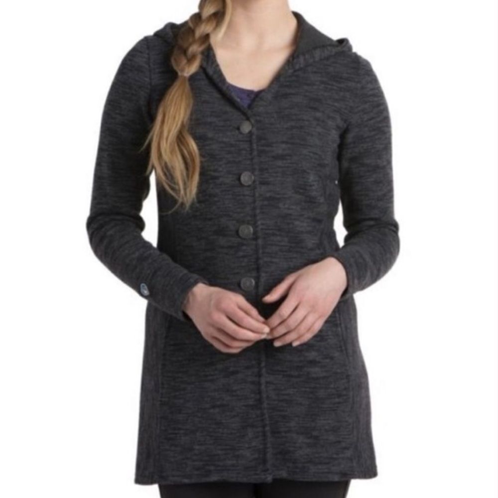 KUHL Isla Hooded Sweater Jacket Wool Blend Gray Size Small